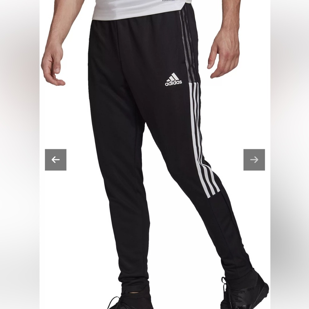 Adidas NWT Mens Black Tiro 21 TK Joggers with White Stripes Soccer Pants Size XS